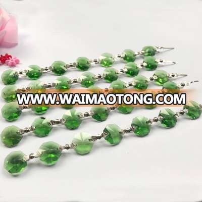 14mm green Crystal Octagon Beads Strands garlandHanging Ornament for Tree Garlands Wedding Christmas Decoration