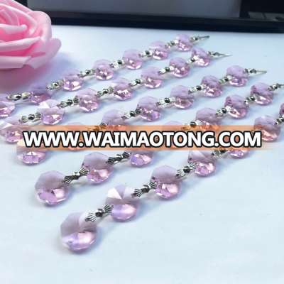 14mm one meter pink K9 octgaon beads Glass Crystal Strands Hanging wedding Garlands