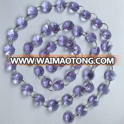 14mm purple crystal octagon beads chandelier chain /wedding garland strand