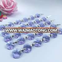 Lilac 14mm crystal Octagon beads with brass towtie for chandelier crystal beaded string