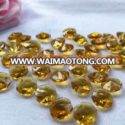 14mm light amber Machine cut Glass Crystal octagon chandelier beads