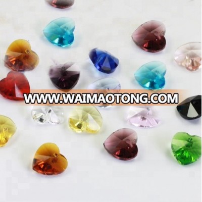 14mm crystal Heart faceted glass DIY beads jewellery making pendants