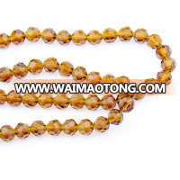 amber color crystal glass curtain round beads for home decoration