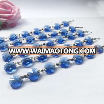 Fancy wholesale 14mm glass octagon beads garland crystal beaded window curtain